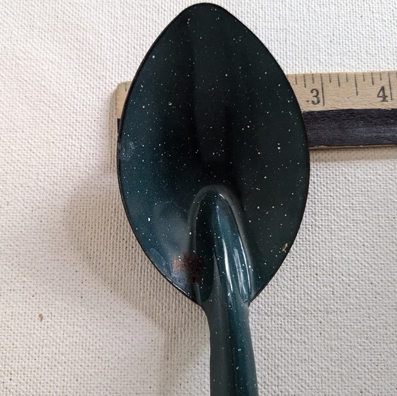 Vtg Graniteware Green Ladle & Spoon Lot Enamel Rare Rustic B2 - Picture 10 of 10